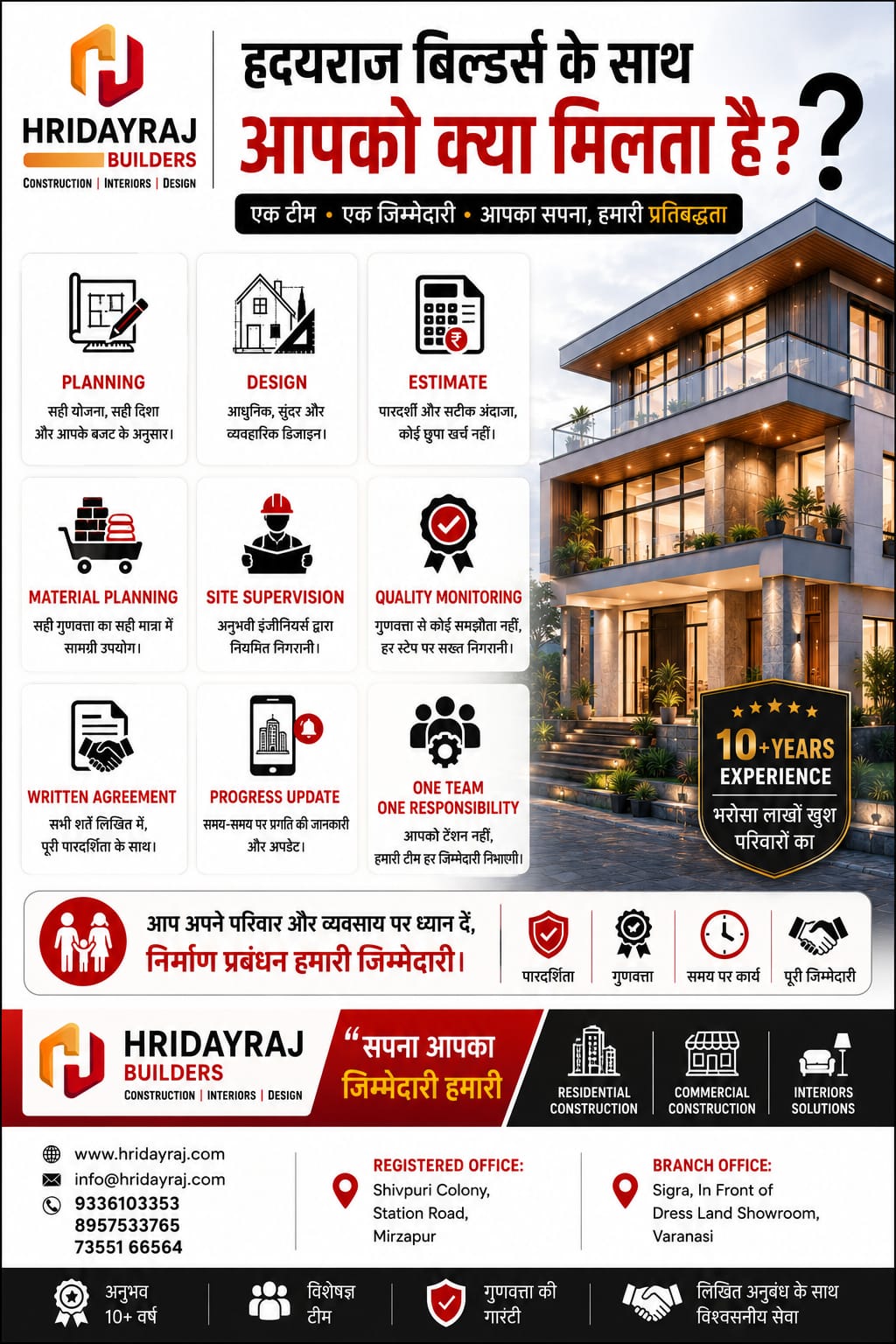 हृदयराज बिल्डर्स के साथ आपको क्या मिलता है?